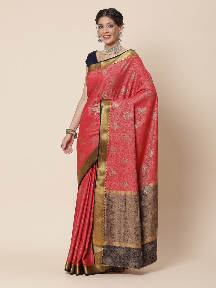 Zari Border Booti Art Handloom Woven Saree