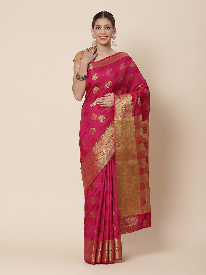 Zari Border Booti Art HAndloom Woven Saree