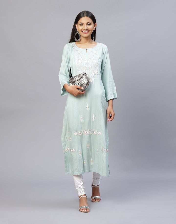 Cotton Embroidered Plain Kurti