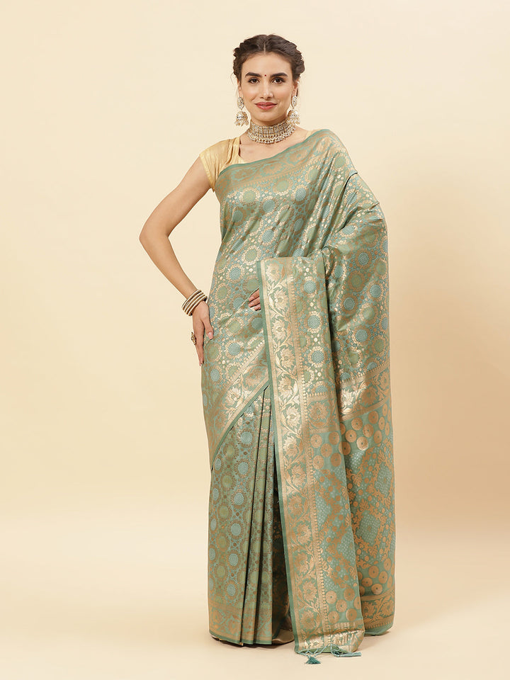 Bandhez Art Handloom Saree with Zari Jaal Border