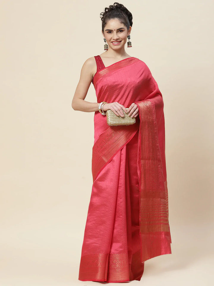 Zari Border Booti Handloom Woven Saree