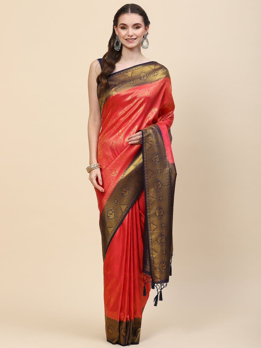Brocade Zari Jaal Handloom Woven Saree