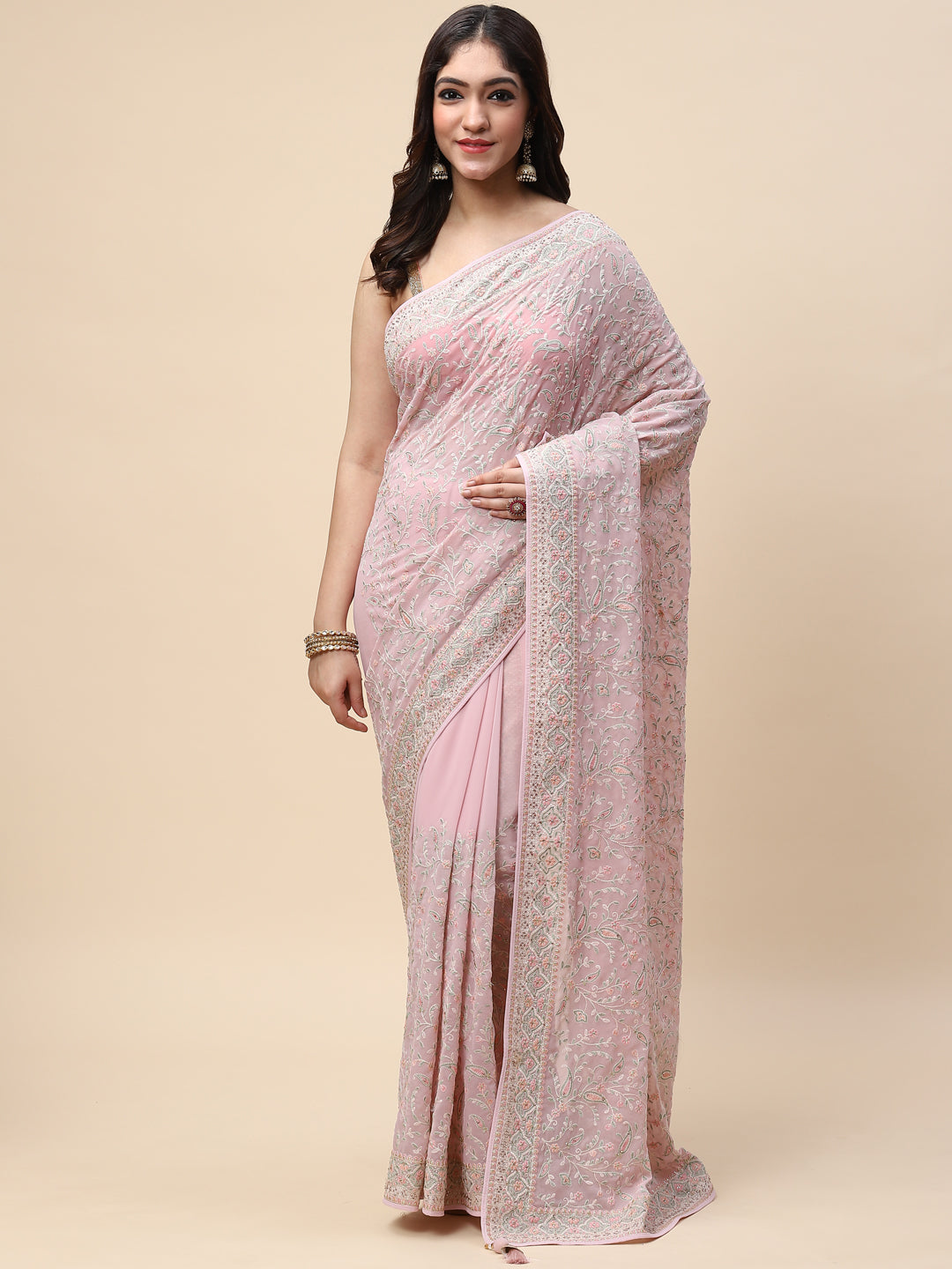 Resham Jaal Embroidered Georgette Saree