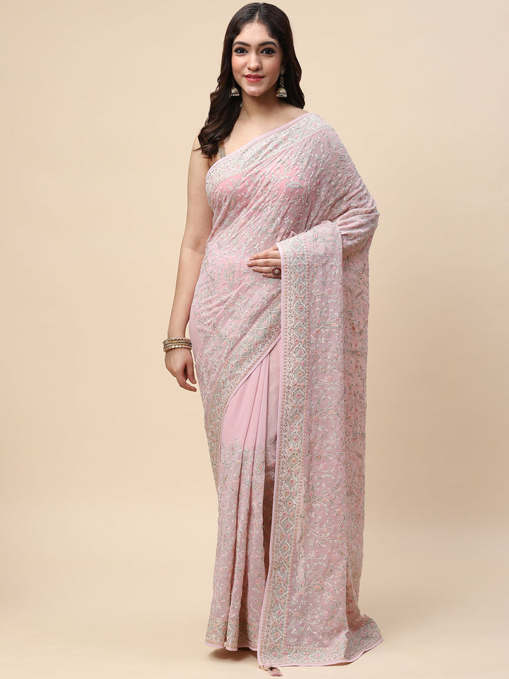 Resham Jaal Embroidered Georgette Saree