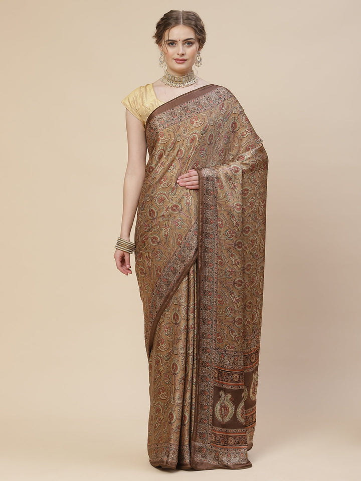 Stone Work Satin Printed Saree