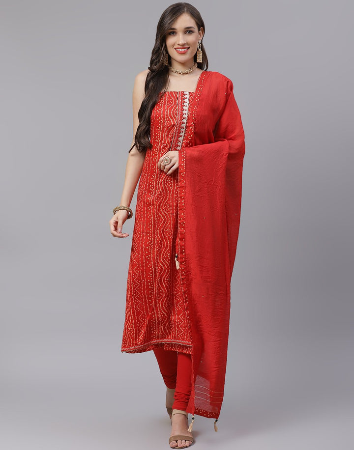 Cotton Bandhej Print Suit Piece