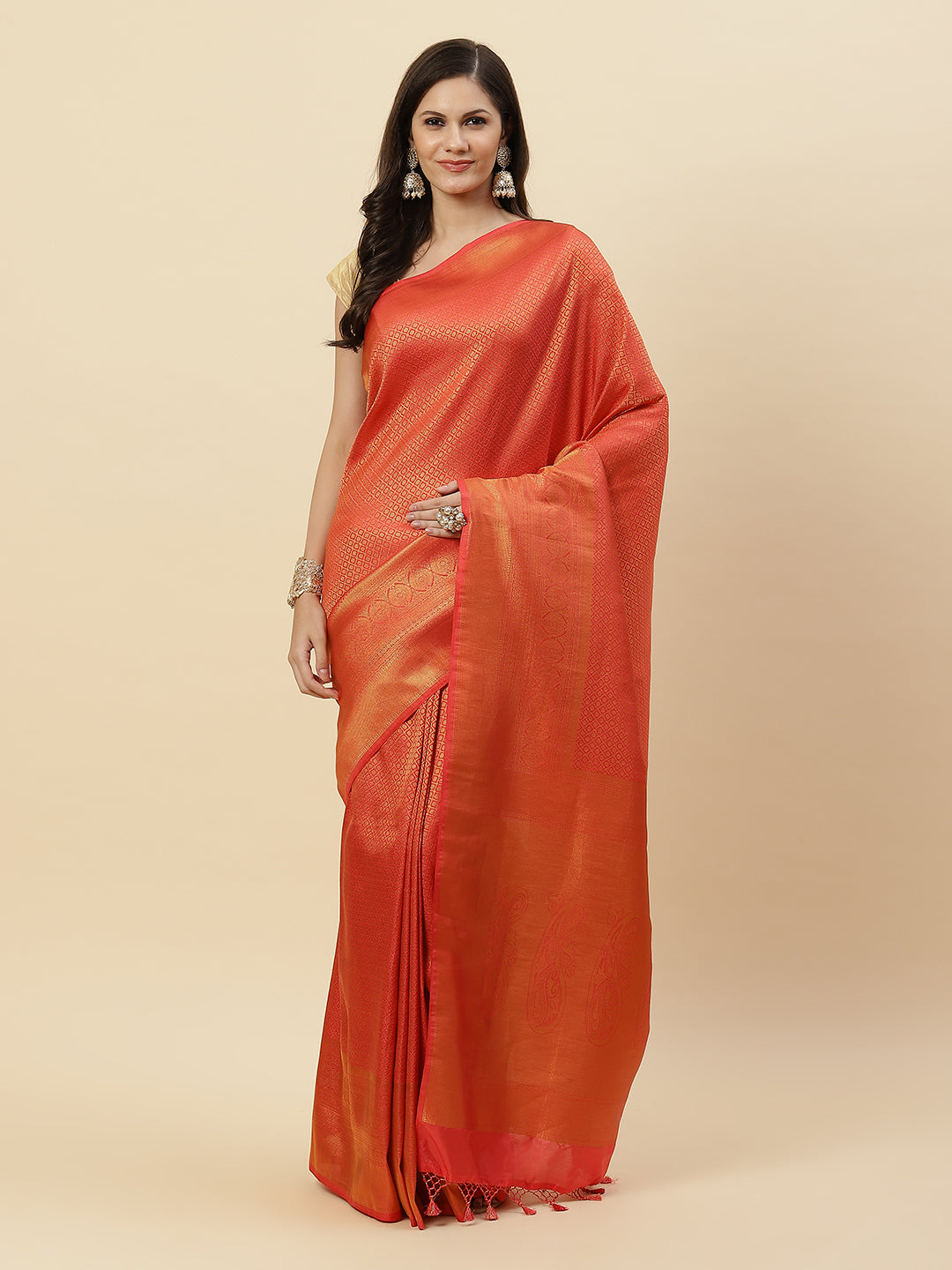 Brocade Zari Jaal Art Handloom Woven Saree