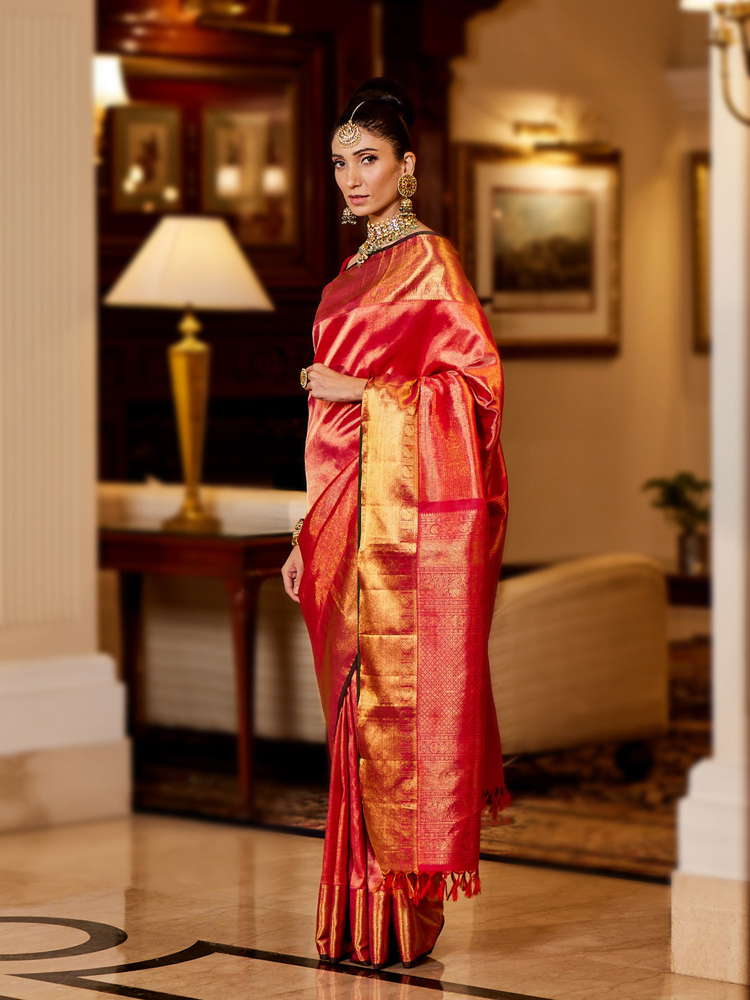 Brocade Zari Jaal Woven Handloom Kanjeevaram Saree