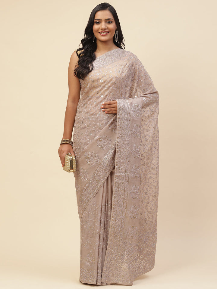 Resham Jaal Embroidered Organza Saree