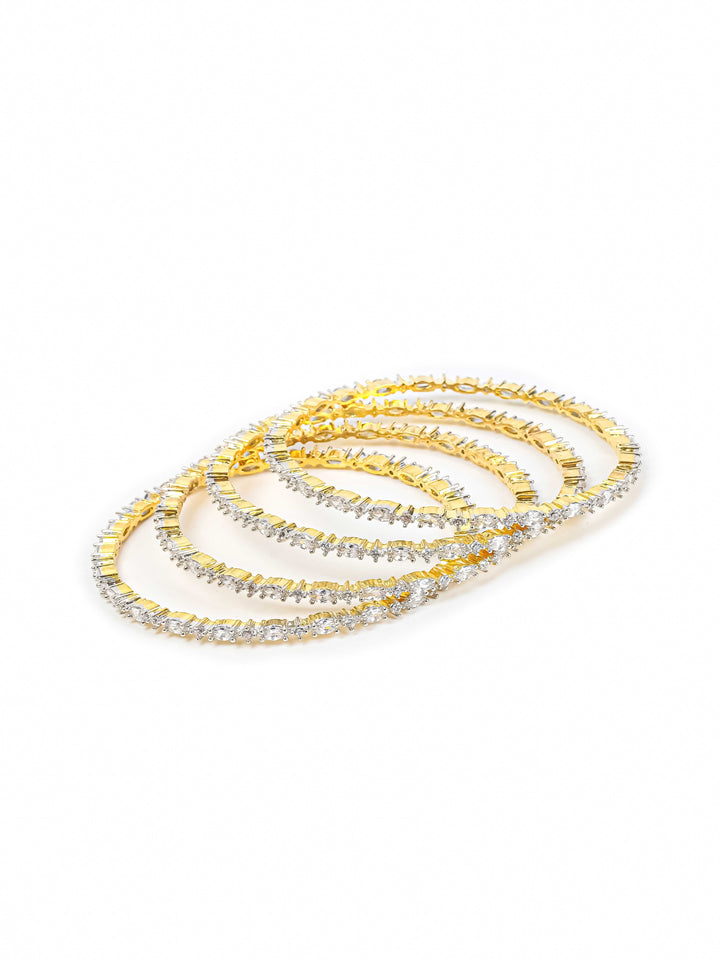 Gold &amp; White AD Bangles Set