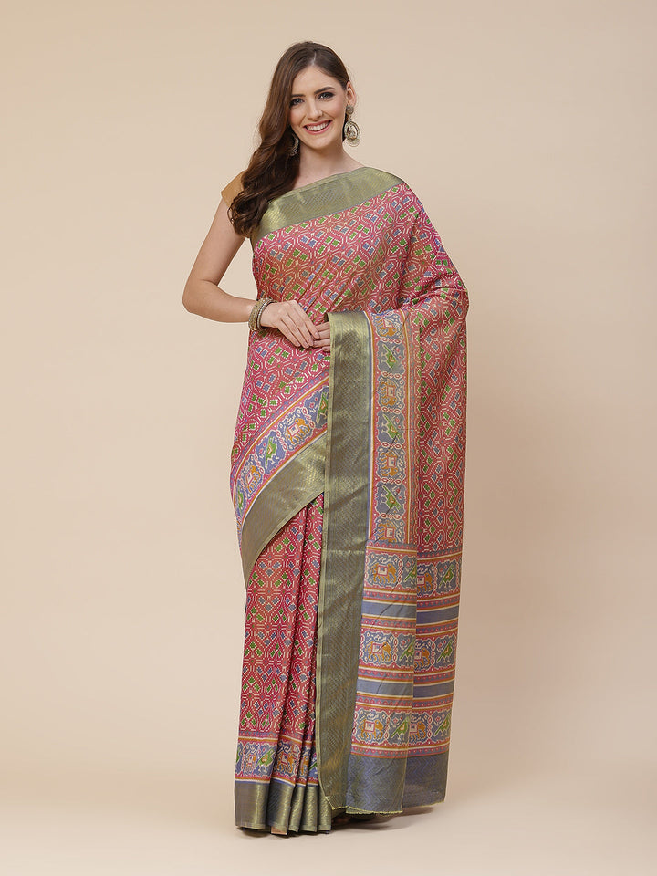 Patola Art Handloom Printed Saree