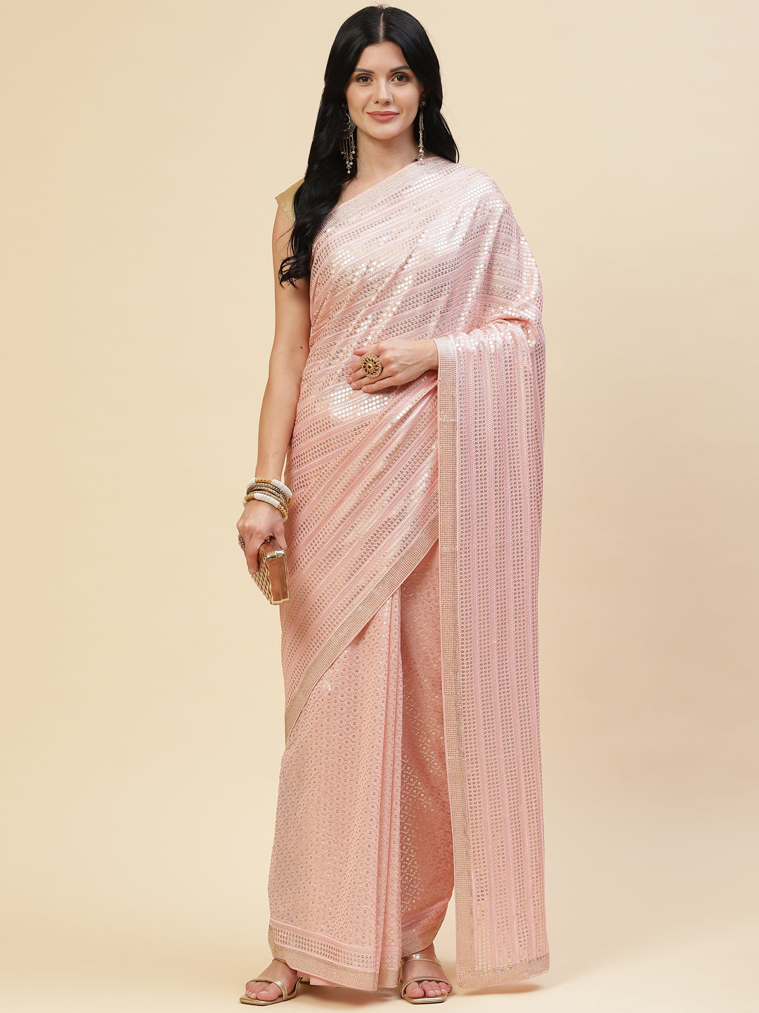 Sequin Embroidered Georgette Saree
