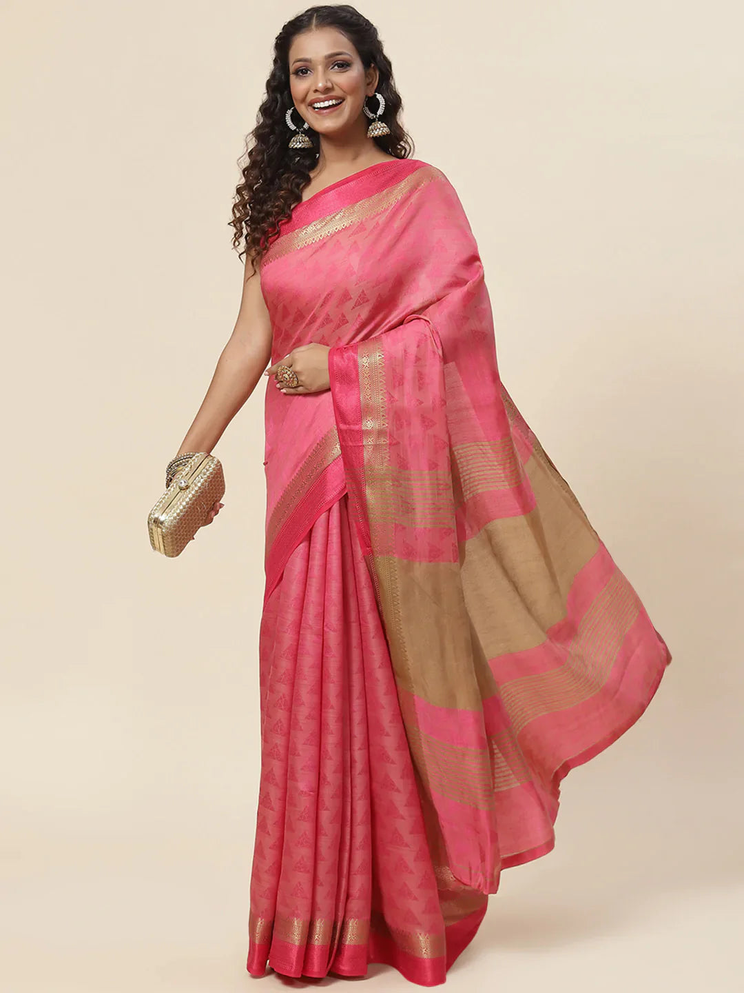 Plain Zari Border Handloom Woven Saree