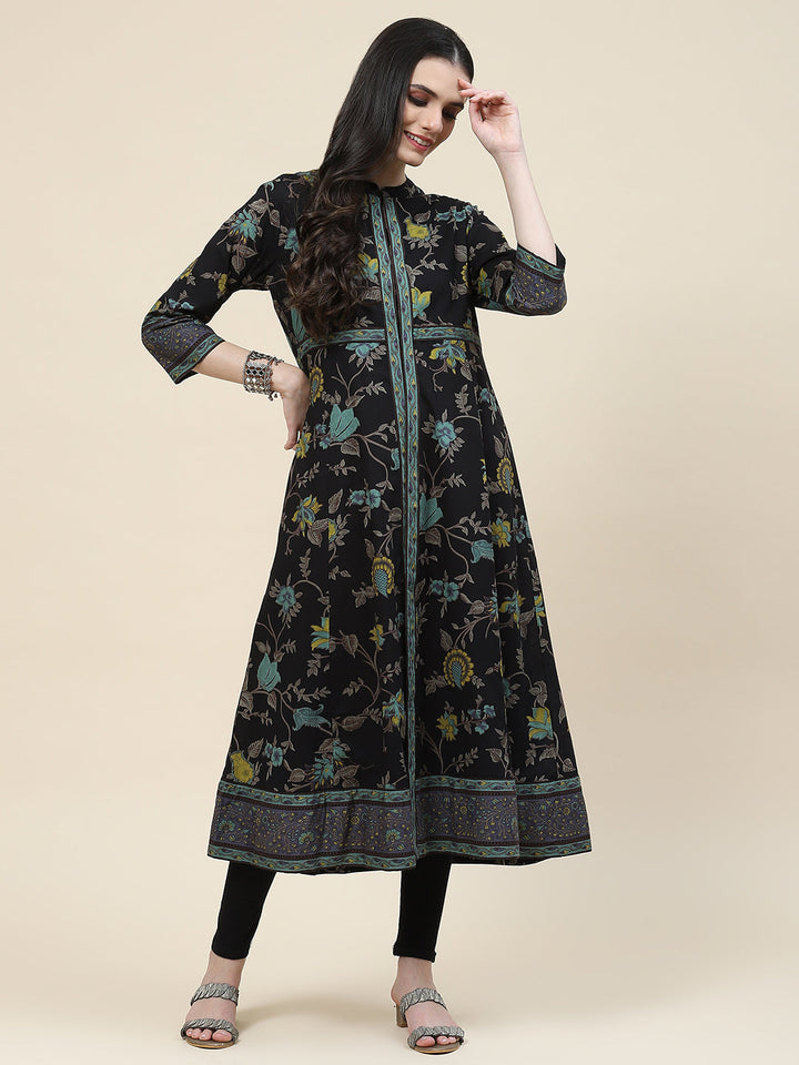 Floral Printed Cotton Kurta With Inner