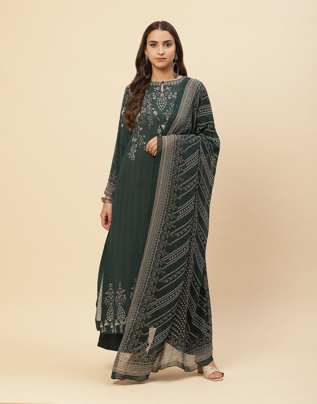 Digital Printed Crepe Salwar Kameez Stitched Suit With Georgette Dupatta
