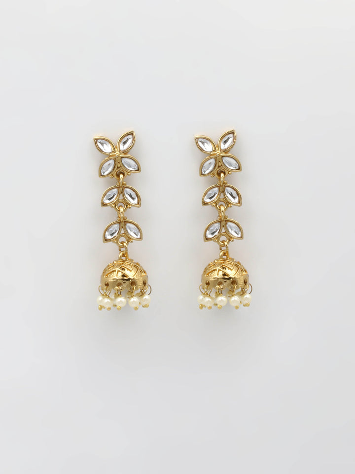 Gold &amp; White Drop Earrings