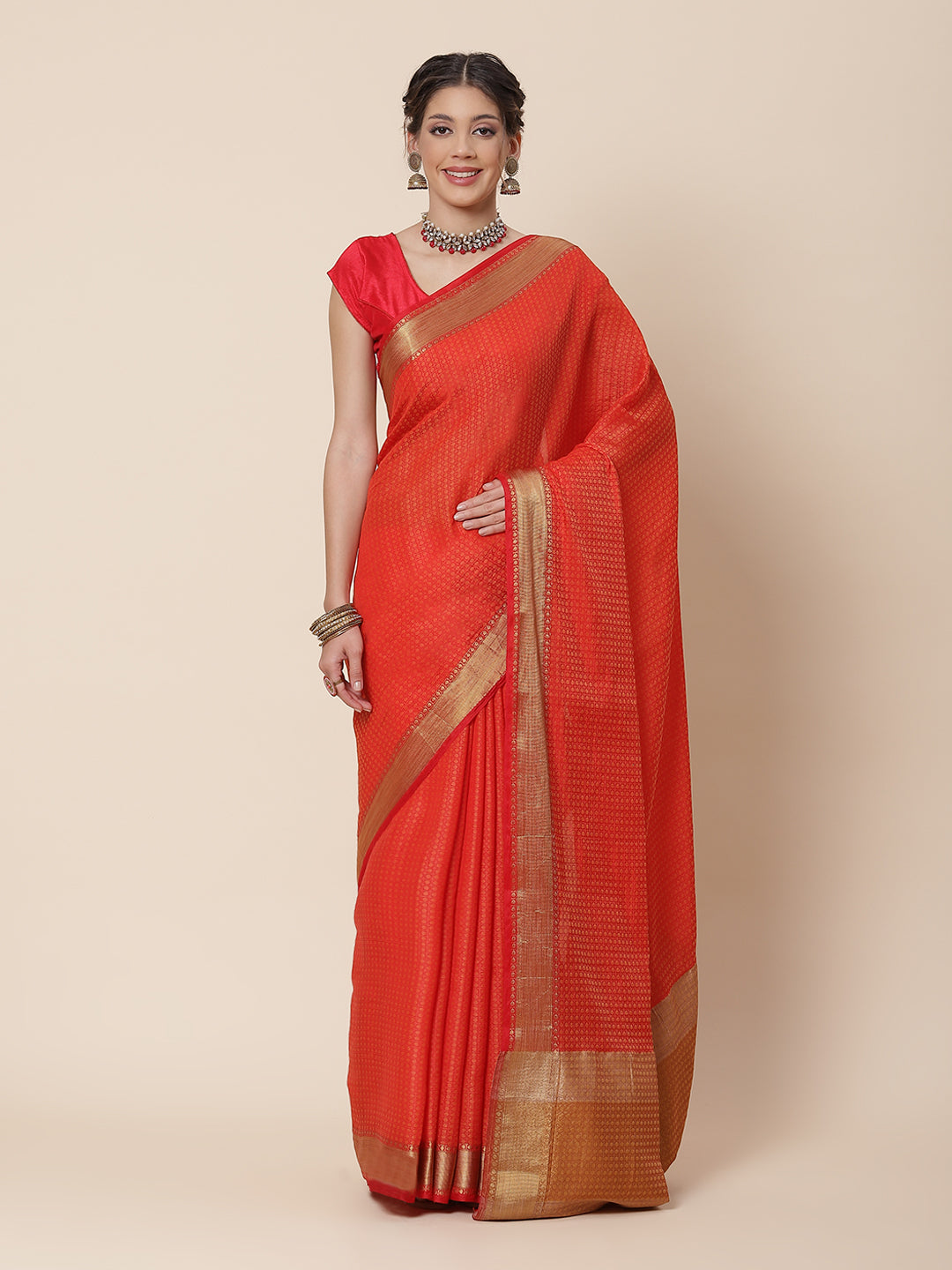Jacquard Zari Border Art Handloom Woven Saree