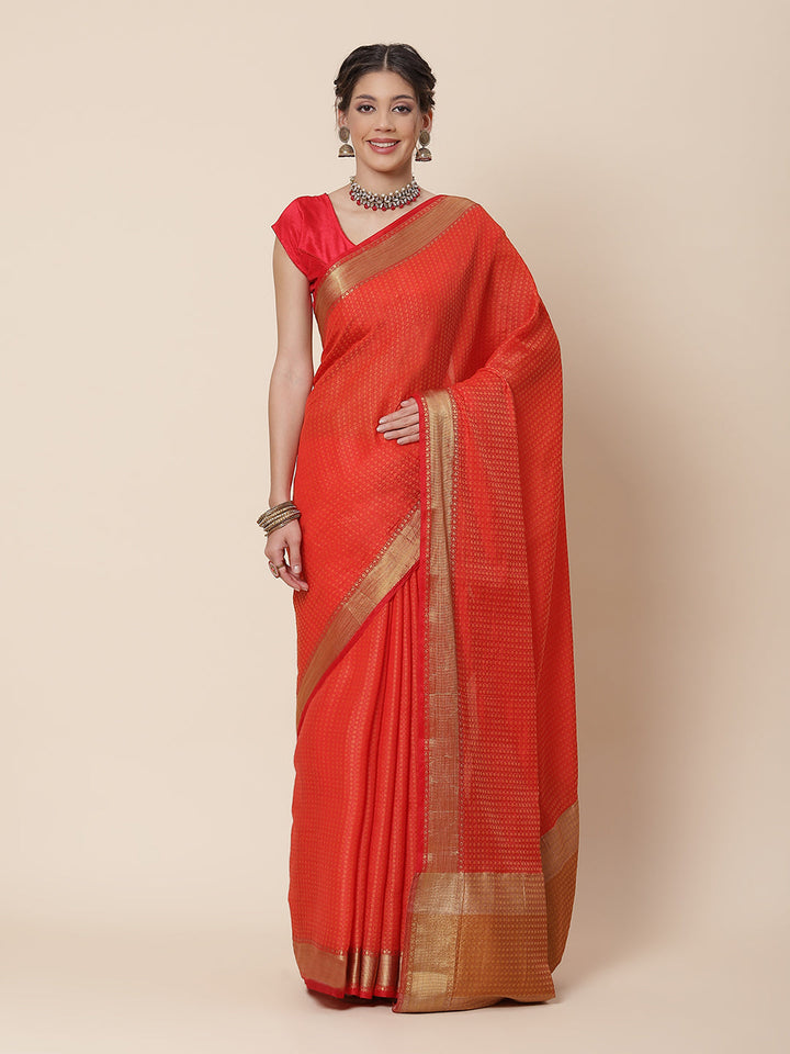 Jacquard Zari Border Art Handloom Woven Saree