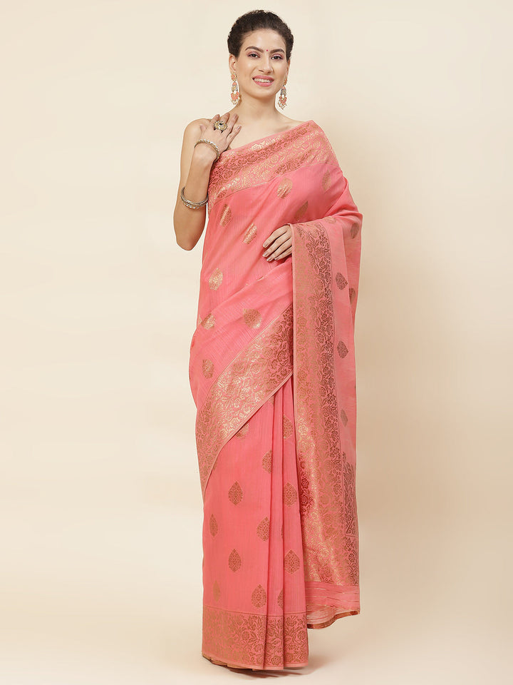 Zari Booti Woven Cotton Saree