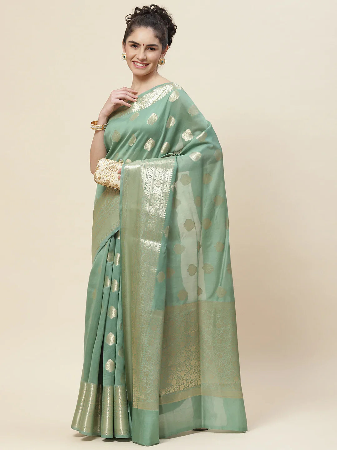 Zari Booti Cotton Woven Saree