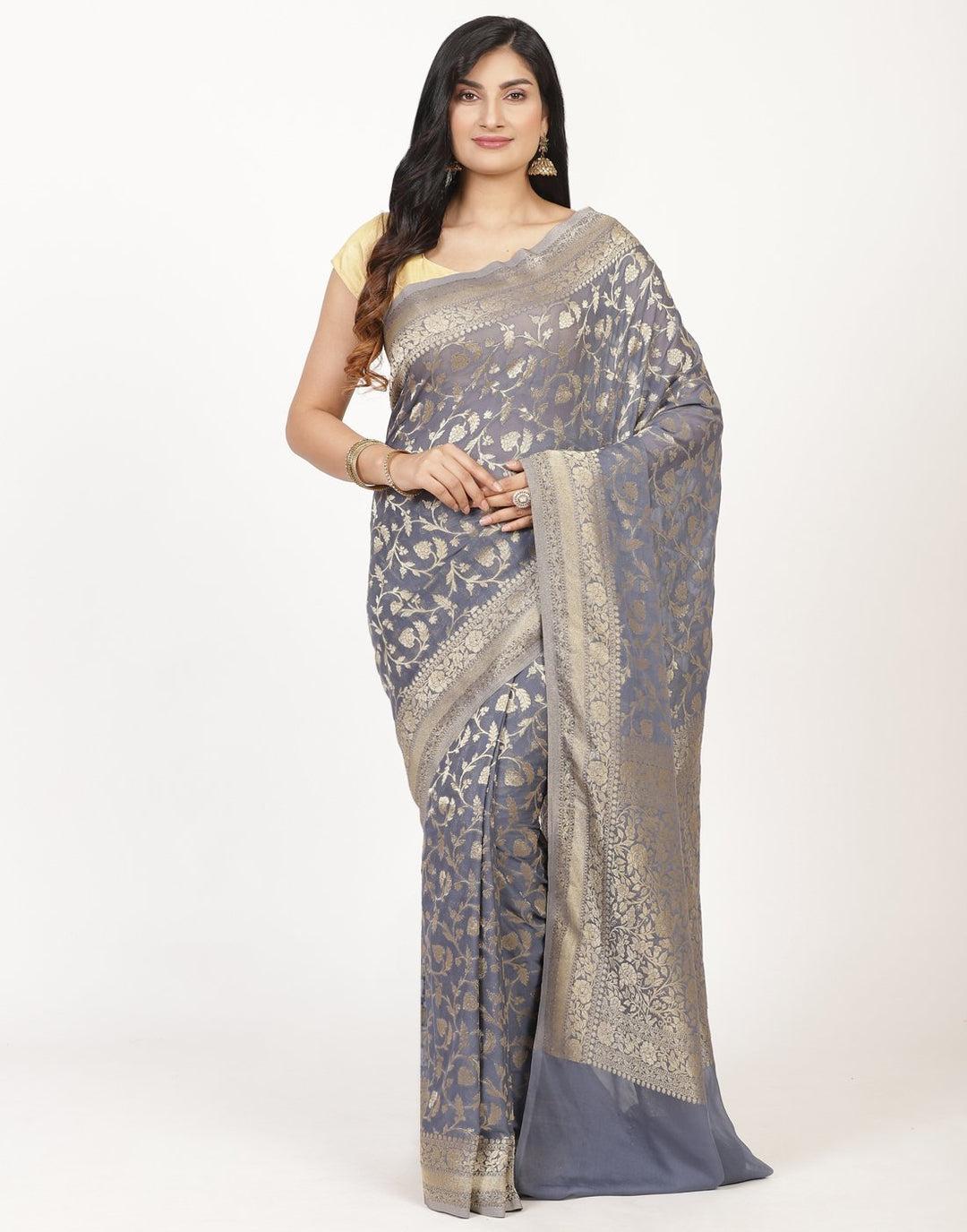MBZ Meena Bazaar-Zari Jaal Art Georgette Saree