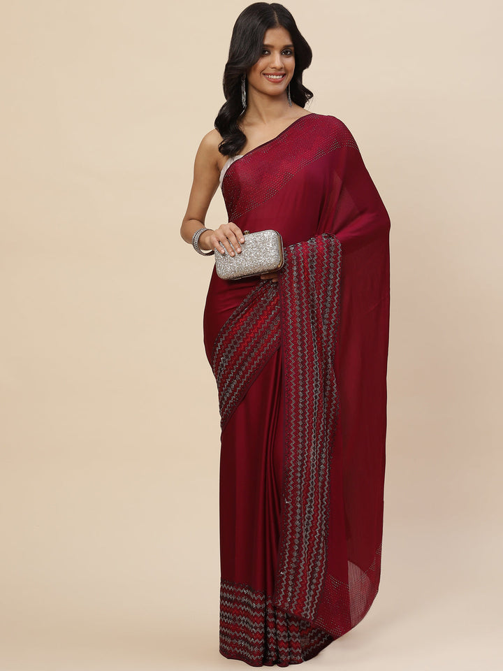 Stone Embroidered Crepe Saree