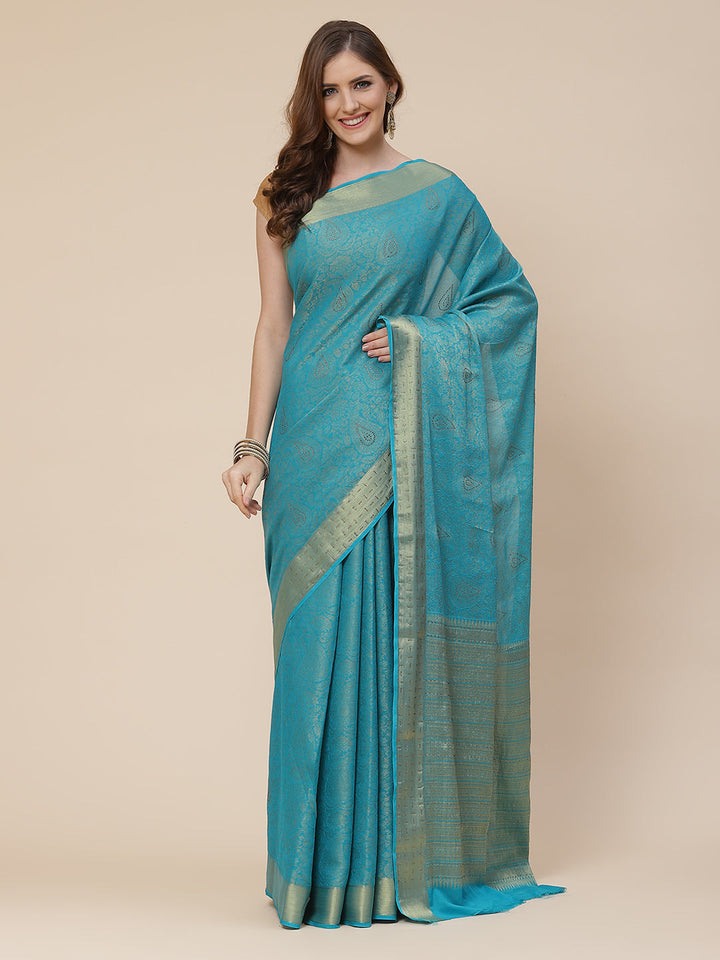 Light Brocade Georgette Plain Saree