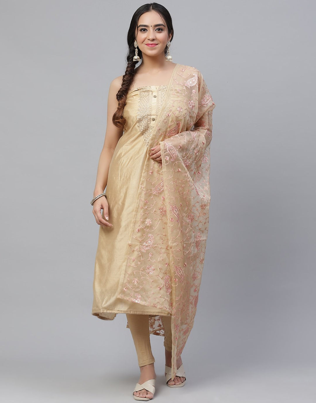 Chanderi Embroidered Suit Piece