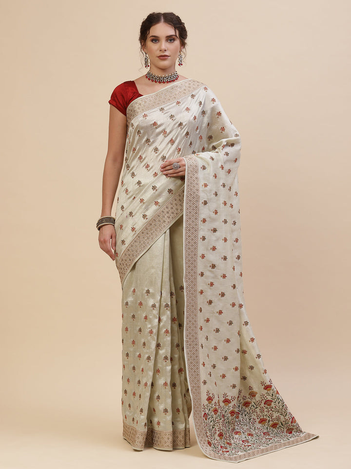 Resham Jaal Embroidered Art Tussar Saree