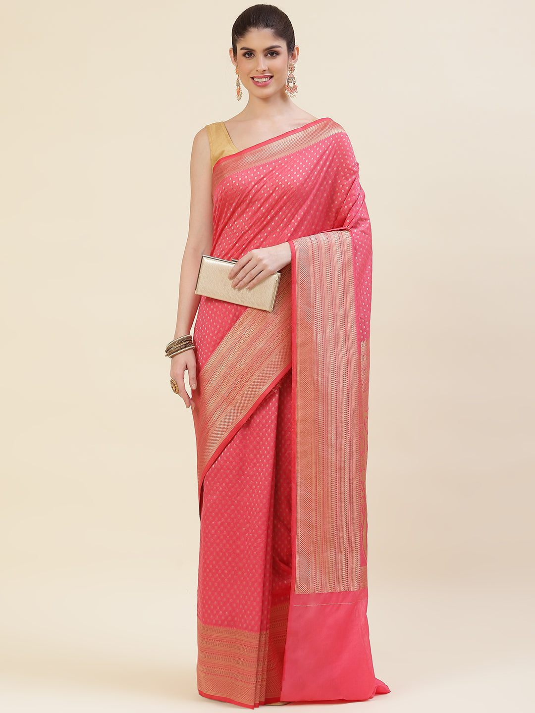 Zari Border Booti Handloom Woven Saree
