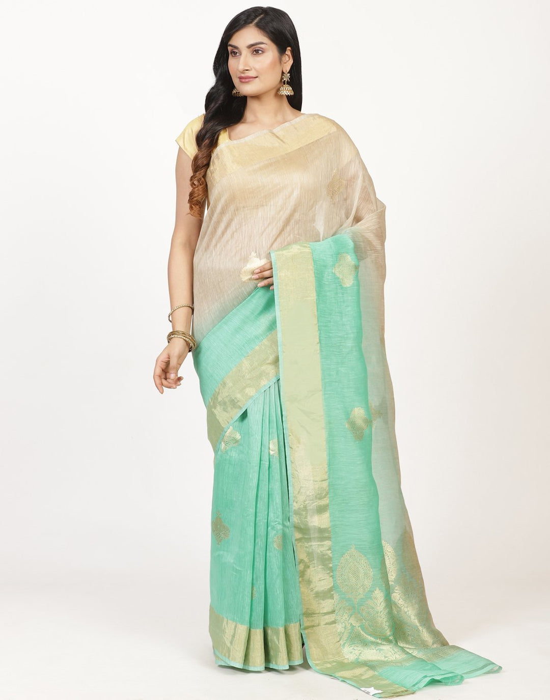 Woven Cotton Linen Saree
