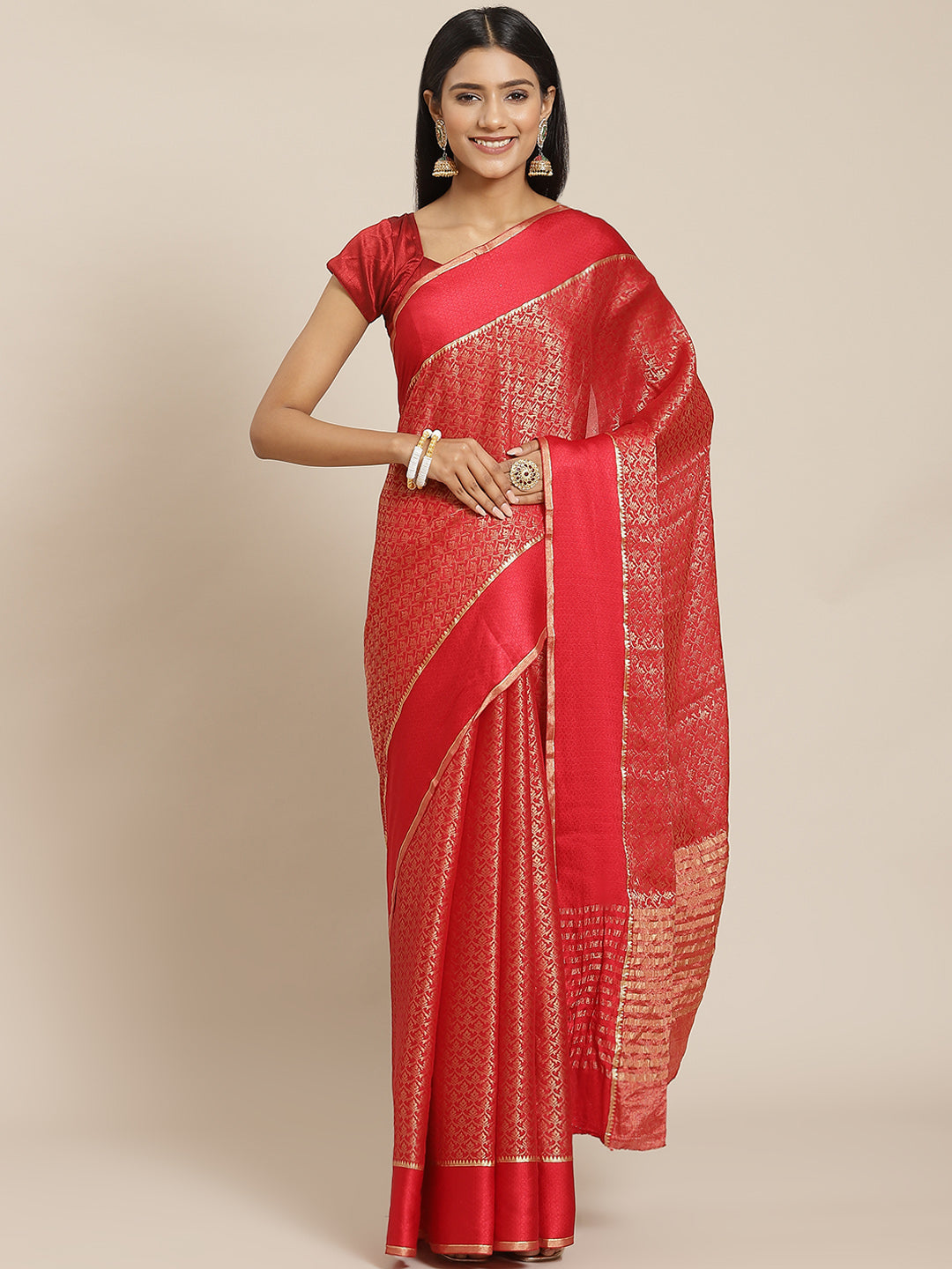 Brocade Zari Jaal Georgette Woven Saree