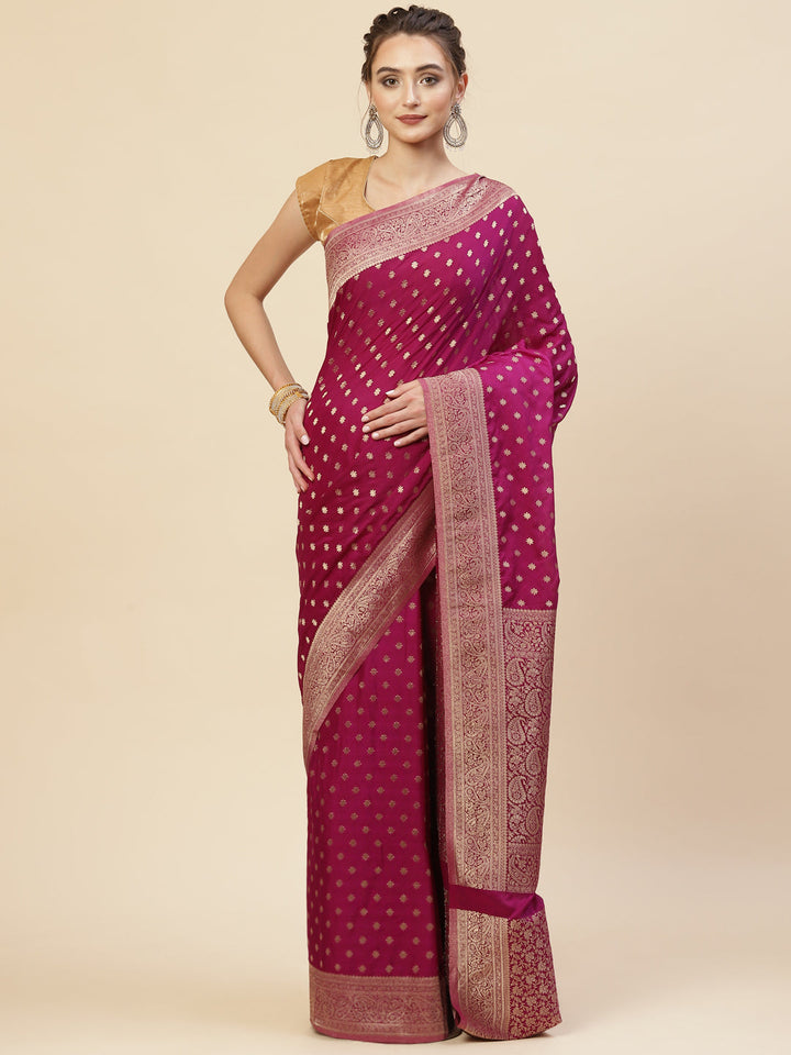 Zari Border Booti Georgette Plain Saree