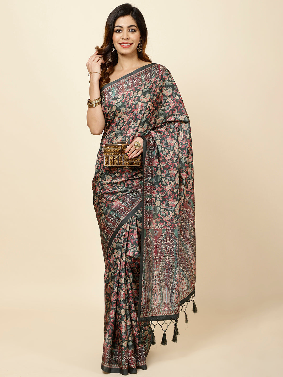 Printed Tussar Woven Saree