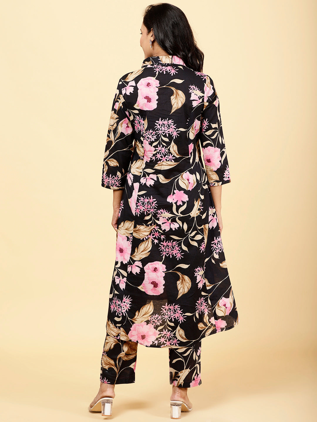 Floral Printed Cotton Kurta With Pants