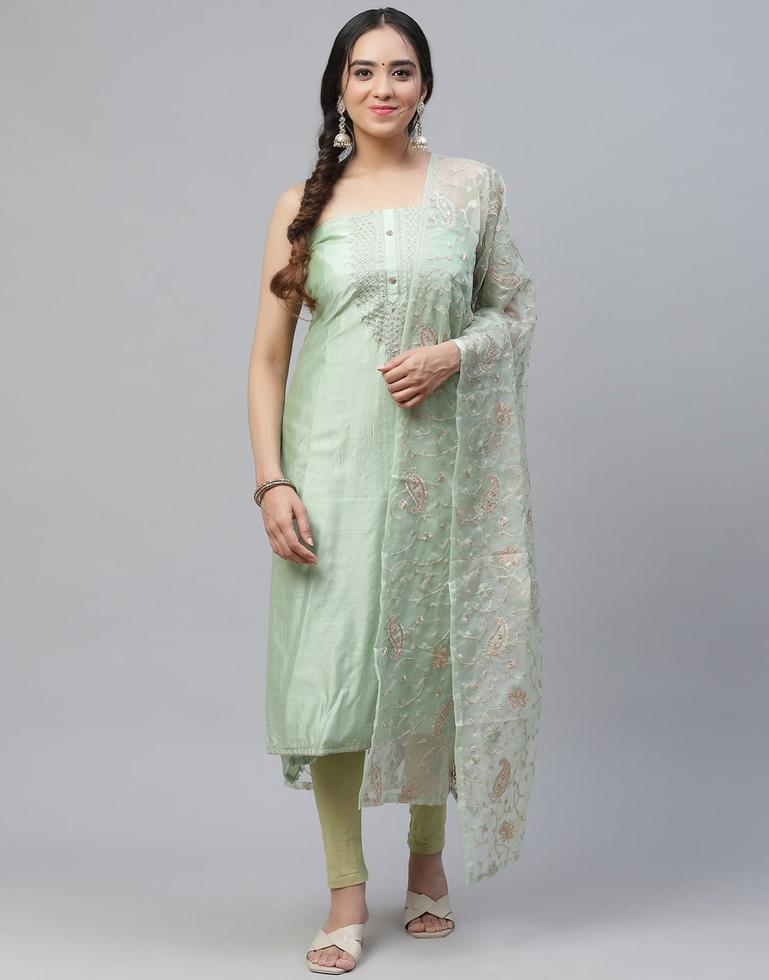 Chanderi Embroidered Suit Piece