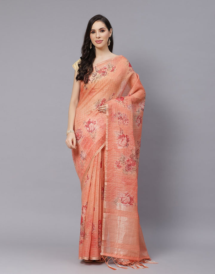 Digital Floral Linen Printed Saree