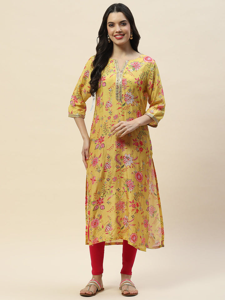 Gota Work Printed Muslin Kurta