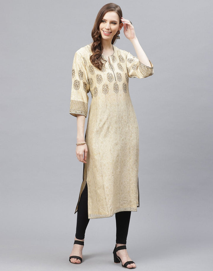 Beige Chanderi Kurta