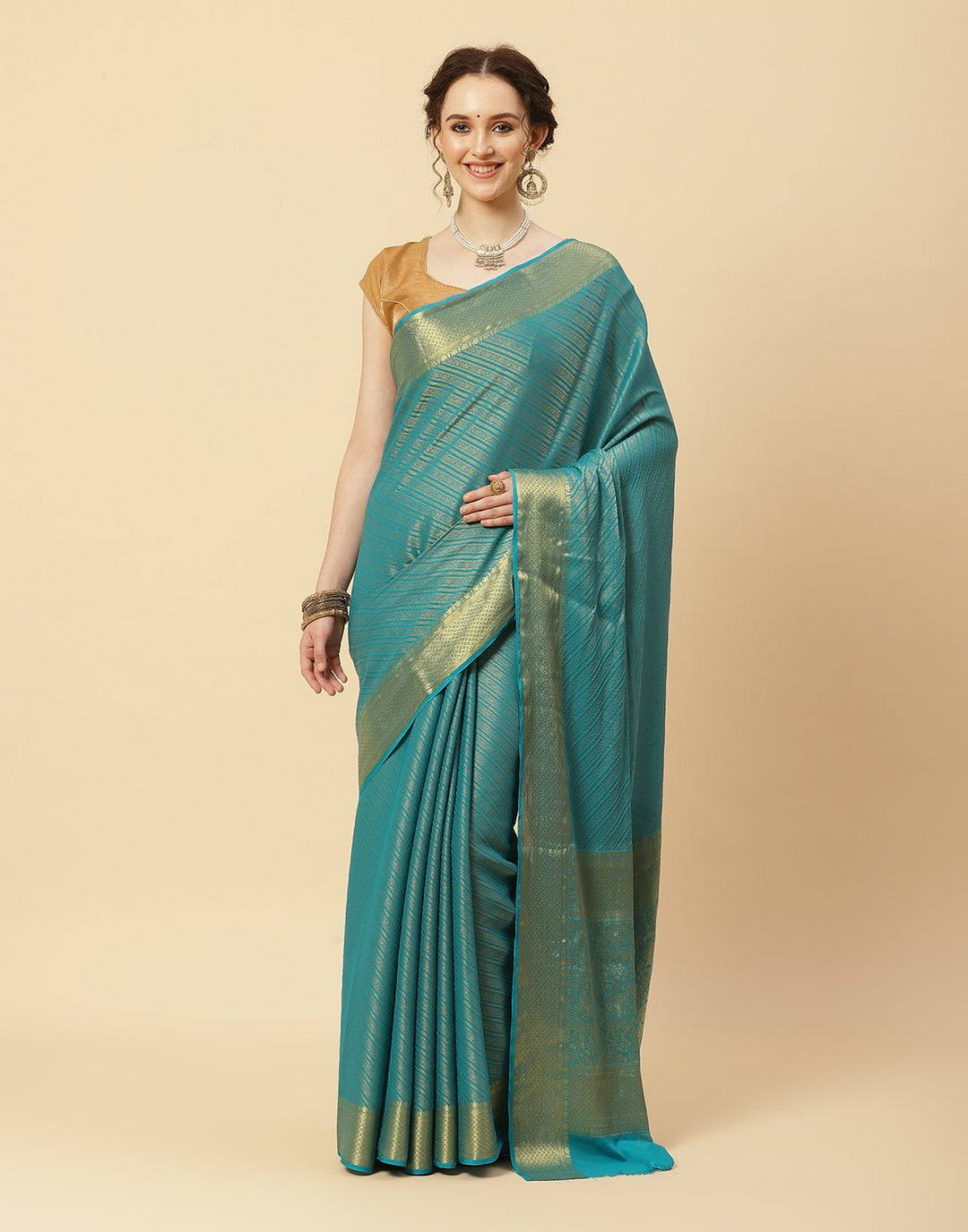 Light Brocade Art Georgette Saree