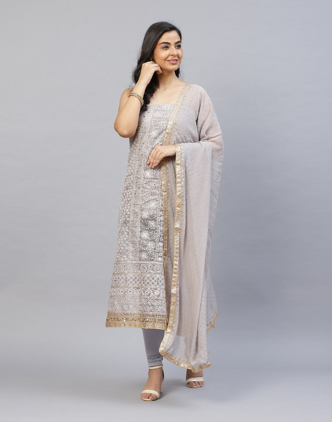 Embroidered Organza Kora Suit Piece