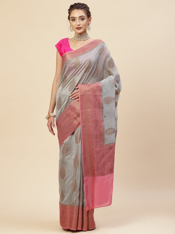 Zari Border Booti Cotton Woven Saree