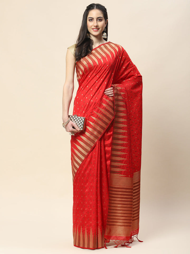 Zari Border Booti Woven Handloom Saree