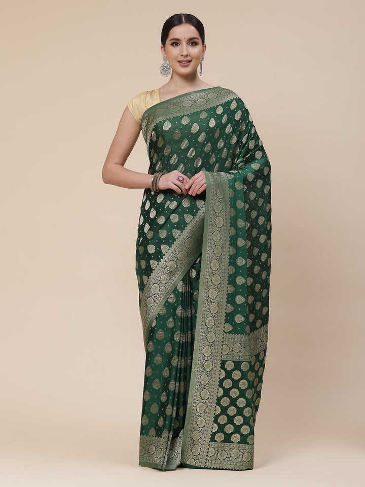 Zari Booti Crepe Plain Saree