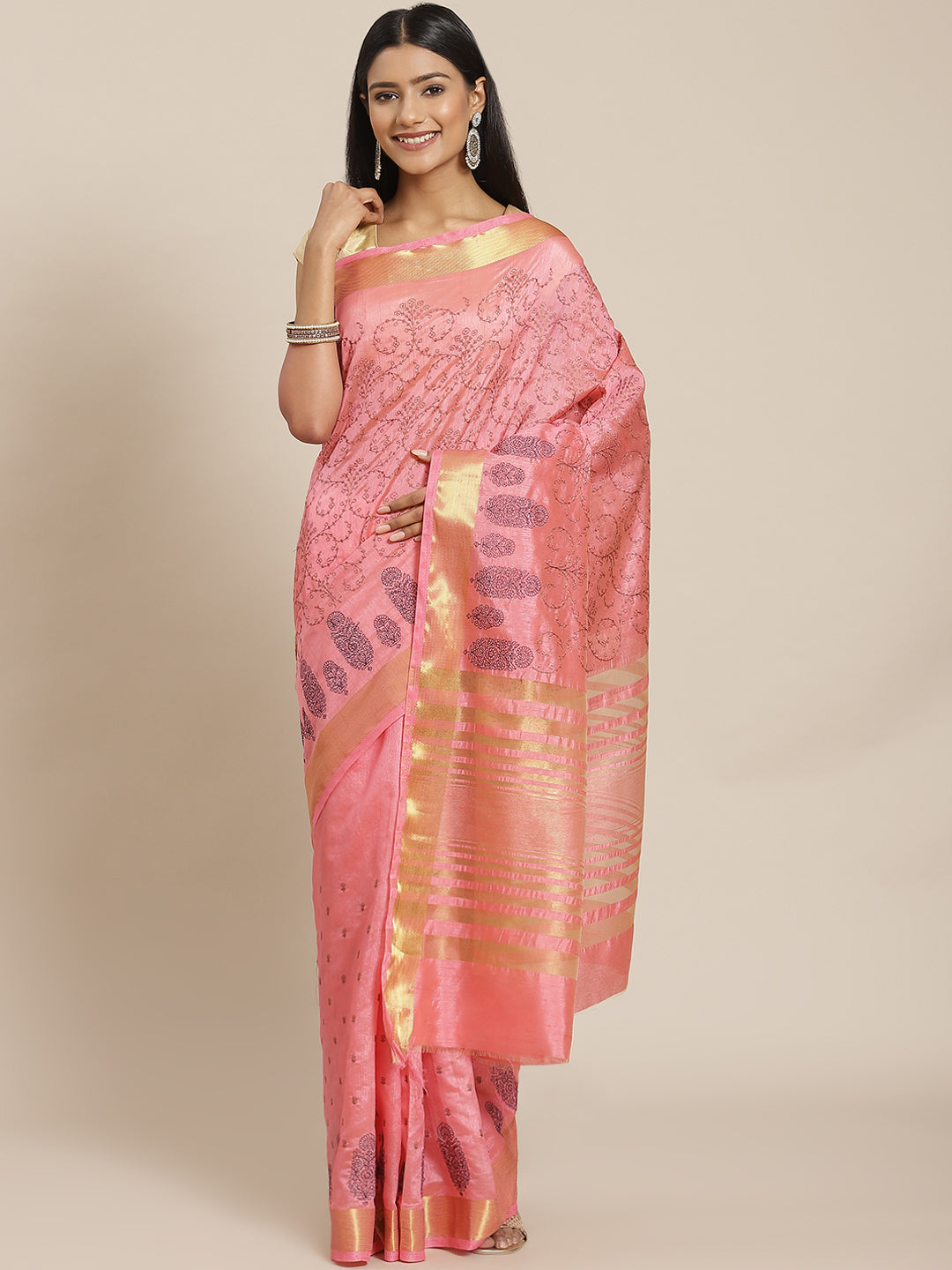 Zari Jaal Art Handloom Woven Saree