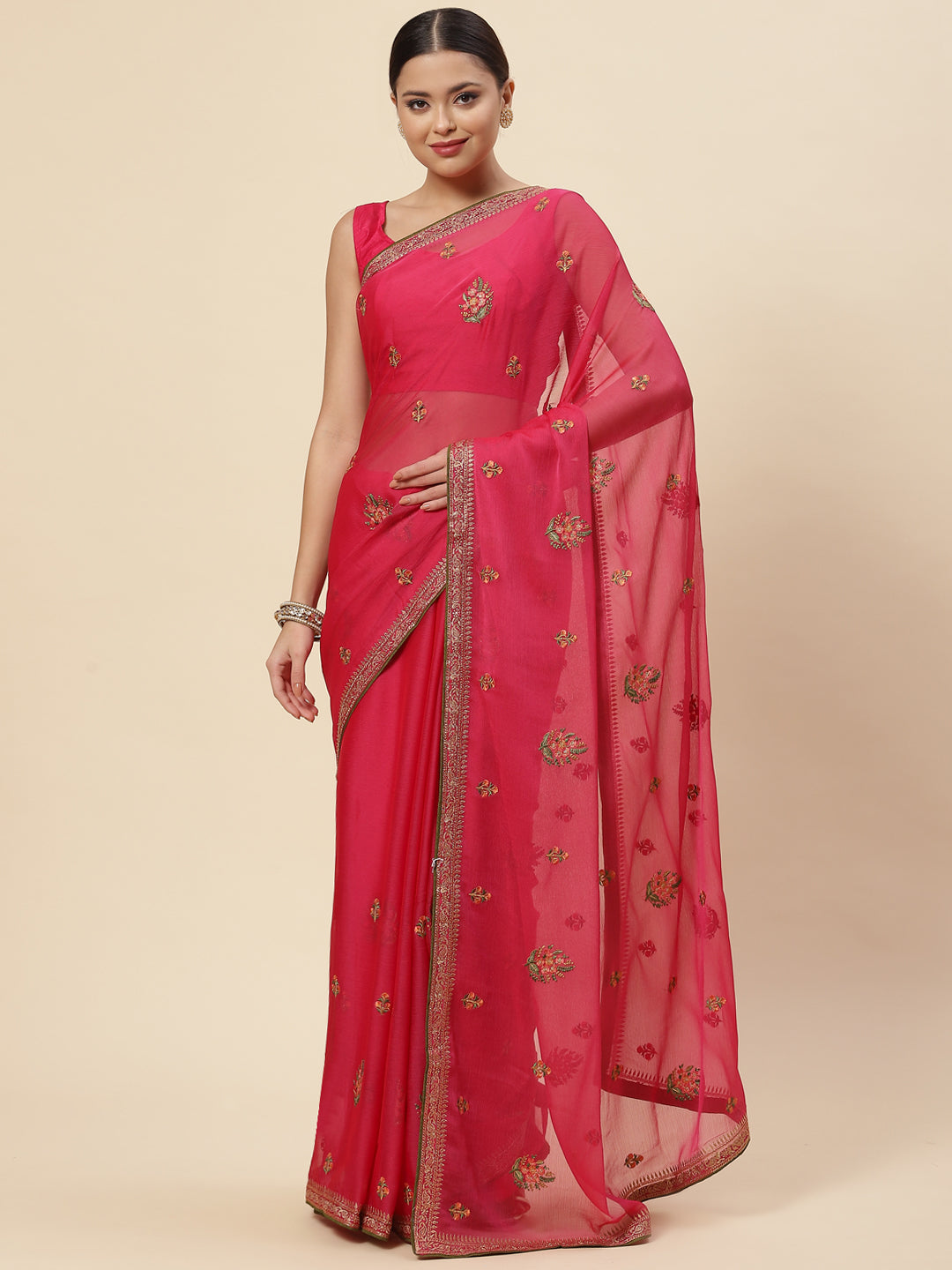 Resham Booti Embroidered Georgette Saree