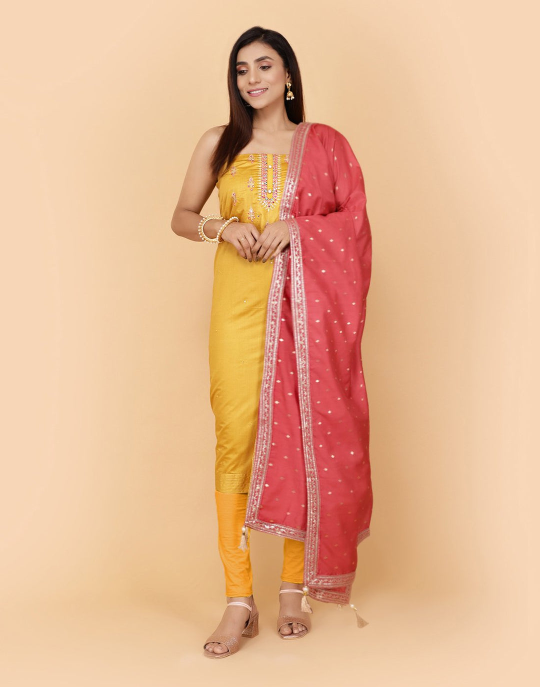 Embroidered Chanderi Suit Piece
