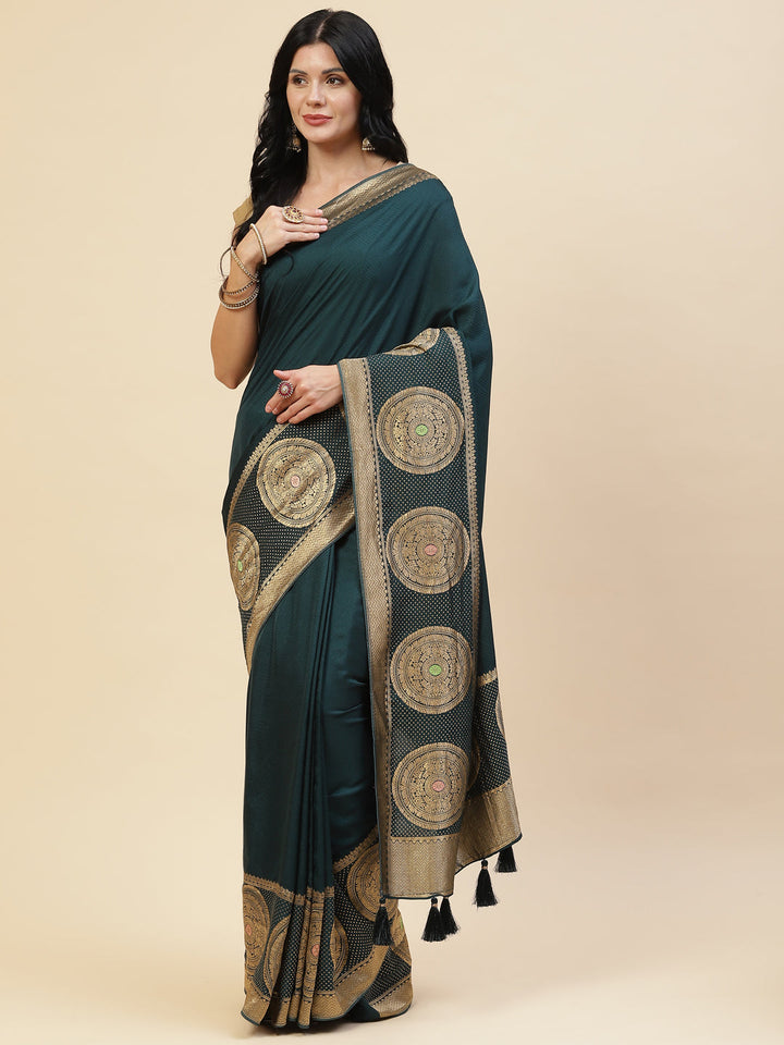Zari Border Booti Banarasi Woven Saree