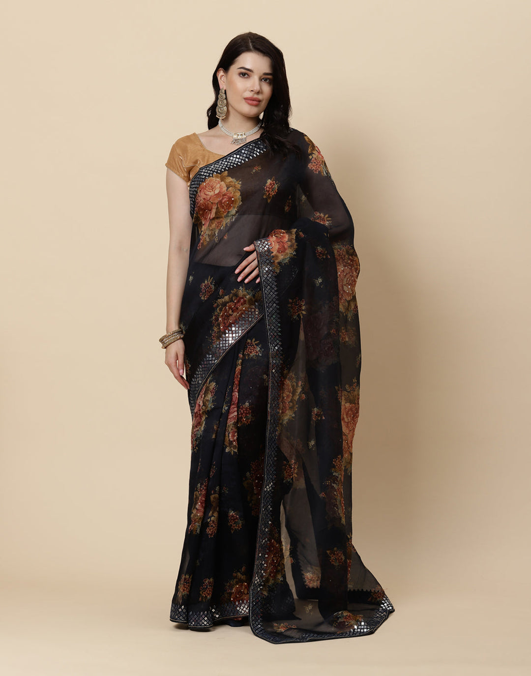 Printed Organza Kora Saree