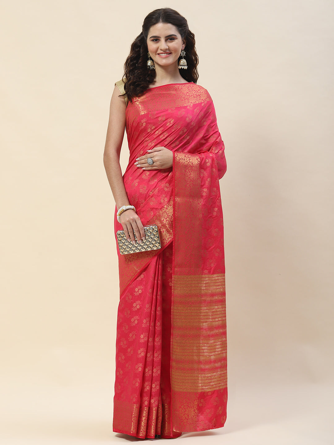 Zari Border Booti Woven Handloom Saree